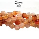 Onyx Beads, 8mm Gemstone Beads, 8mm Round Faceted Beads Gemstones Beads Sold Per Line about Approx 48 Beads