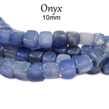 Light Blue Cube Onyx Beads, 10mm Gemstone Beads, Round Faceted Beads Gemstones Beads Sold Per Line about Approx 39~41 Beads
