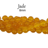 8mm Natural Round Jade Agate Beads Semi Precious Gemstone Beads for Jewelry Making Strand 15 Inch (47-50pcs)