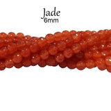 Orange, 6mm Natural Faceted Round Jade Agate Beads Semi Precious Gemstone Beads for Jewelry Making Strand 15 Inch (60-63pcs)