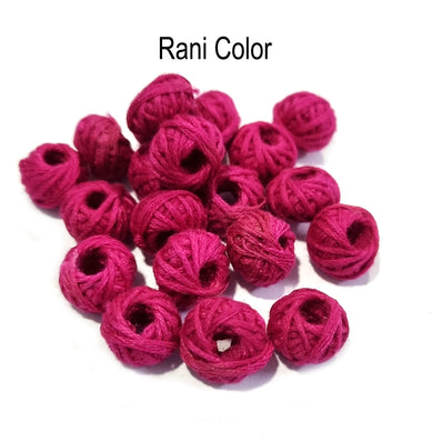 20 PCS PACK, ROUND WOVEN COTTON THREAD BEADS SIZE: 10MM~11MM FINE QUALITY BEADS