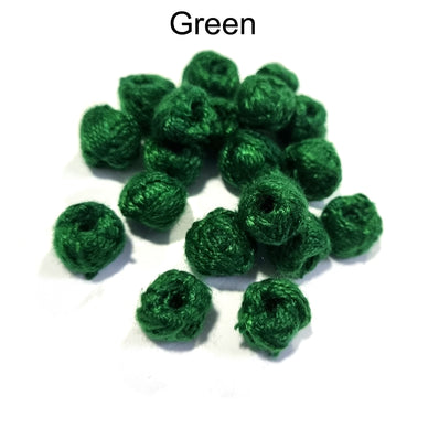 20 PCS PACK, ROUND WOVEN COTTON THREAD BEADS SIZE: 10MM~11MM FINE QUALITY BEADS