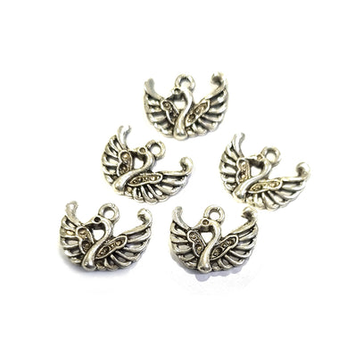 20 Pcs Silver oxidized Swan Charms
