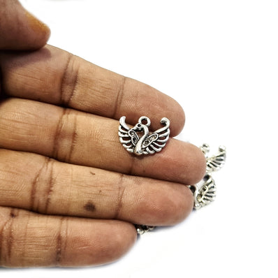 20 Pcs Silver oxidized Swan Charms