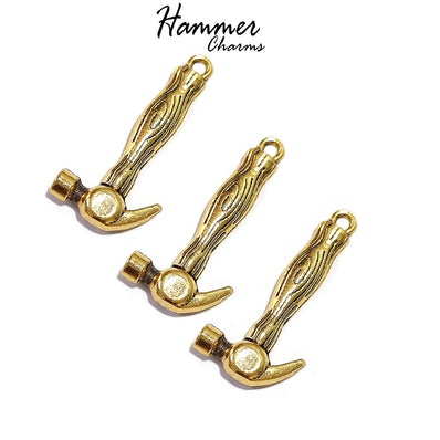 10 PIECES PACK' HAMMER Gold OXIDIZED CHARMS' 30X15 MM