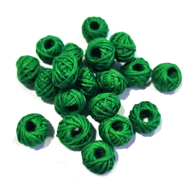 20 PCS PACK, ROUND WOVEN COTTON THREAD BEADS SIZE: 10MM~11MM FINE QUALITY BEADS
