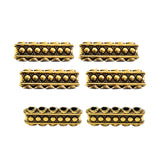 10 Pcs Lot, 5 Hole spacer bar beads gold antique