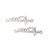 10 Pcs Electrocardiogram Love ECG Heartbeat Silver Charms for Jewelry Making