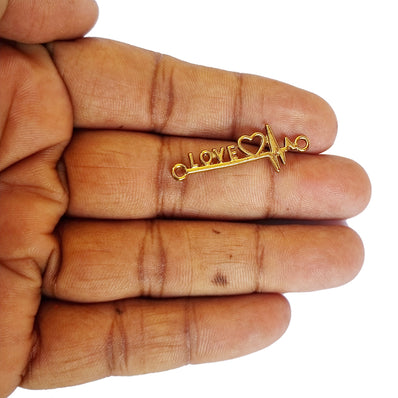 10 Pcs Electrocardiogram Love ECG Heartbeat Antique Gold Charms for Jewelry Making
