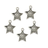 10 PIECES PACK STAR CHARMS' SILVER OXIDIZED' 17x15 MM APPROX SIZE