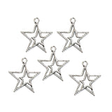 10 PIECES PACK STAR CHARMS' SILVER OXIDIZED' 22 MM APPROX SIZE