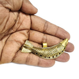 2 Pcs Pkg. Gold Big Fish, German Silver Zinc Alloy Oxidized big size pendant for Jewellery Making in size about 18x75mm
