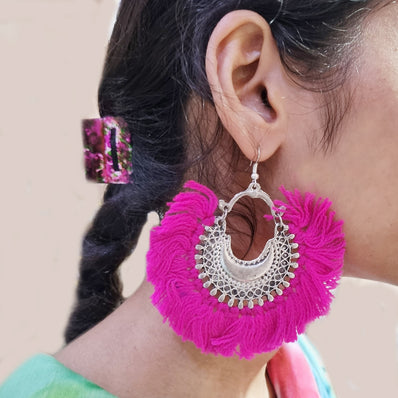 BASE METAL SILVER OXIDIZED FASHION LARGE SIZE JEWELRY EARRING SOLD PER PAIR PACK