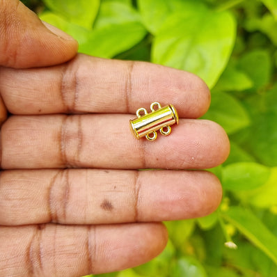 Per Piece Gold Slide Lock Clasps Tube Shape Clasp Connectors 2 Strands Jewelry Clasps for Necklace Bracelet Jewelry Findings 15x10x6.5mm, Hole 1.8mm