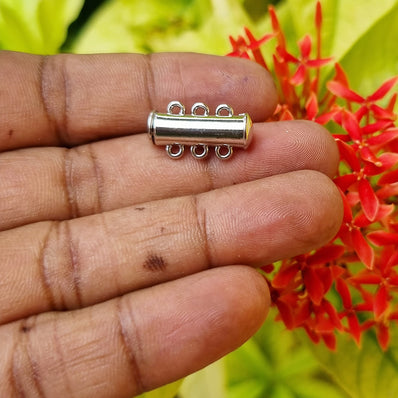 Per Piece Silver Slide Lock Clasps Tube Shape Clasp Connectors 3 Strands Jewelry Clasps for Necklace Bracelet Jewelry Findings