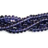 Per Line (16 inches long)  Rondelle dark Lavender handmade glass beads in size about 7x10mm