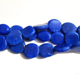 Per Line Blue color flat handmade glass beads in size about 14x15x5mm