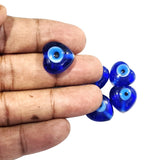 10 Pcs Turkish Evil eye heart shape glass beads , base color Blue in size about 15mm