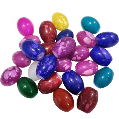25 Pcs Mix Large Size 12x18mm Oval Printed glass beads