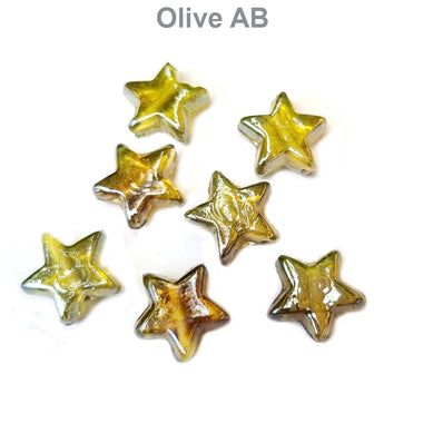 10 Pcs Pkg. Lot, approx 15mm size Star AB Glass Beads