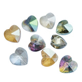 SALE !!! 10 Pcs Random Mix Heart Shape Crystal Glass Beads for Jewelry Making high Glossy ab effect in size about 14mm