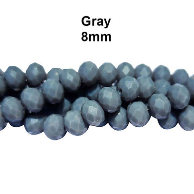 Gray Hot New Color, Per Line 8mm Faceted Opaque Rondelle Shaped Crystal Beads