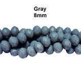 Gray Hot New Color, Per Line 8mm Faceted Opaque Rondelle Shaped Crystal Beads