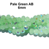 AB light Green color, Per Line 6mm Faceted Opaque Rondelle Shaped Crystal Beads