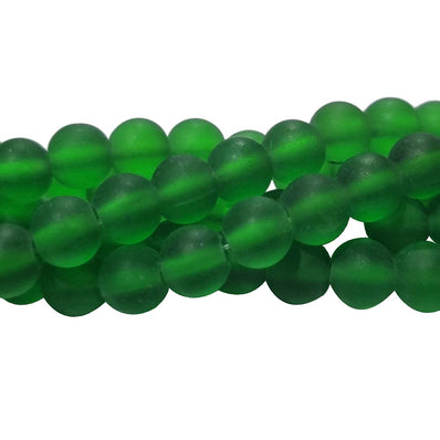 8 MM SUPER FINE QUALITY ORIGINAL Matt Frosted Dull GREEN COLOR' ROUND TRANSPARENT BEADS' APPROX PIECES 52-54 BEADS SOLD BY PER LINE PACK