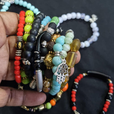 Madeinindiabeads- Exclusive Offer Just Rs. 295.00. Grab Bag Of Beaded Bracelets, Worth Value Rs. 600~1200!  | Pkg 1 (10Pcs) FREE 1 Meter Elastic cords 0.8mm !