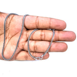 22 Inches long Snake chain with S hook, Silver Oxidized tone, thickness about 3mm Flaty