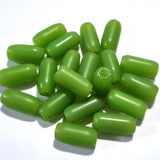50 Pcs Pkg. Glass Tube  Beads in size about 14x7mm, Lime Green Color