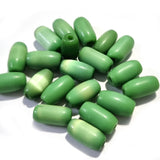 50 Pcs Pkg. Glass Tube  Beads in size about 14x7mm, Green Color