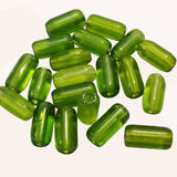 50 Pcs Pkg. Glass Tube  Beads in size about 14x7mm, Lime green transparent