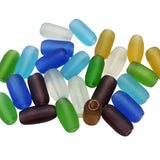 100 Pcs Pkg. Mix Matt, Dull Frosted Finish Color, Glass Tube  Beads in size about 14x7mm