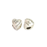 10 Pcs Heart Beads Valentine Beads in size about 10mm, Silver plated