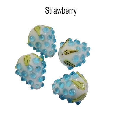 2 Pcs Strawberry handmade beads charms for jewelry making