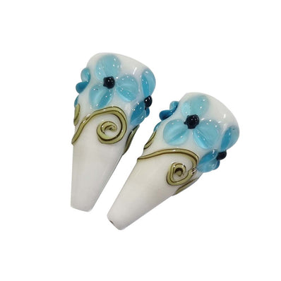 2 PCS PKG. DROP FLOWER LAMPWORK BEADS FOR JEWELRY MAKING