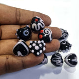 10 Pcs Black Heart handmade artistic beads for jewelry making in size about 15mm