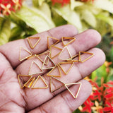 20 PCS. PKG. TRIANGULAR, BRASS MATERIAL LINKING RINGS, JEWELRY MAKIDINGS, IN SIZE ABOUT 10MM, ANTI TARNISH GOLD PLATED