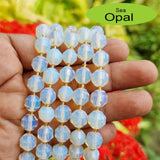 SEA OPAL' 9-10 MM' 32-33 PIECES' PRISM CUT' AAA QUALITY' NATURAL SEMI PRECOUS BEADS SOLD BY PER LINE PACK