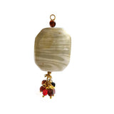 2 Pcs Large Glass Pendants handmade Cream color, Just add a chain to finish your jewelry project