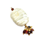 2 Pcs Large Glass Pendants handmade Cream color, Just add a chain to finish your jewelry project