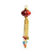 2 Pcs, Red with gold chain tassel new trend Pendants, just add chain or cords to finish your jewelry