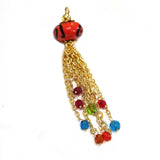 2 Pcs, Red with gold chain tassel new trend Pendants, just add chain or cords to finish your jewelry