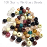 100 Grams Pkg. Glass Pony color mix glass beads mostly matt finish