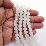 8mm Translucent Semi White Jelly Color Glass Beads fine quality of Jewelry Making, long string about 90 beads