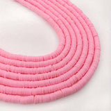 PER STRAND/LINE 6MM WASHER FIMO CANDIES DESIGNER RUBBER BEADS POLYMER CLAY BEADS FOR CRAFT AND JEWELRY MAKING, APPROX 350 BEADS IN A LINE, ONE LINE HAS ABOUT 14.5 INCHES LONG