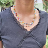 Sale Fashion beaded link chain necklace multi color 2 row