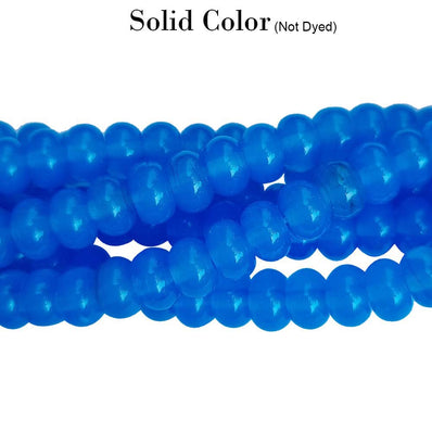 RONDEL SHAPE' 6X8 MM' PLAIN SMOOTH SURFACE 16 INCHES LONG' 84-86 PIECES' ORIGINAL COLOR' NOT DYED GLASS BEADS SOLD BY PER LINE PACK